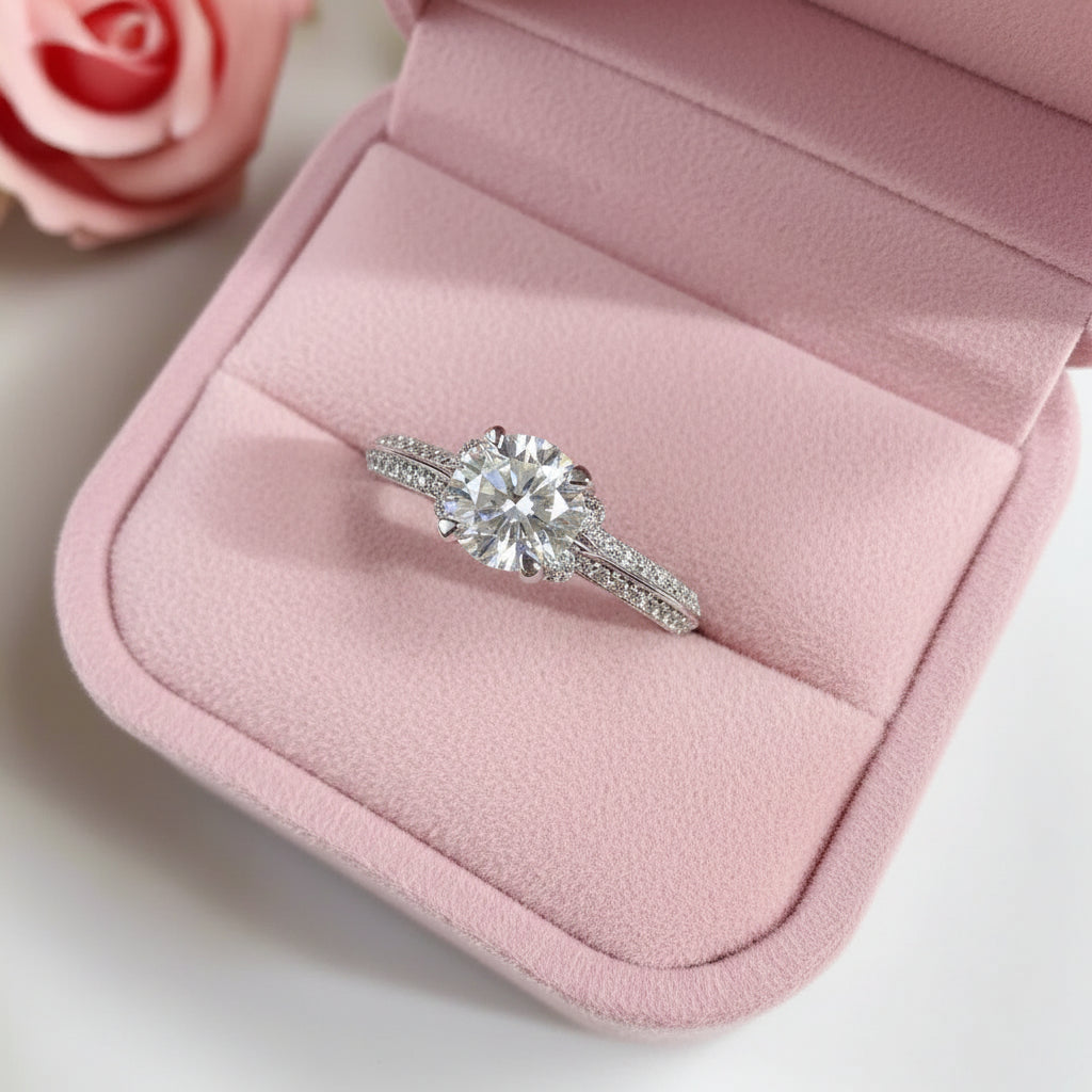 6mm Round Cut Diamond Option Engagement Ring-Black Diamonds New York