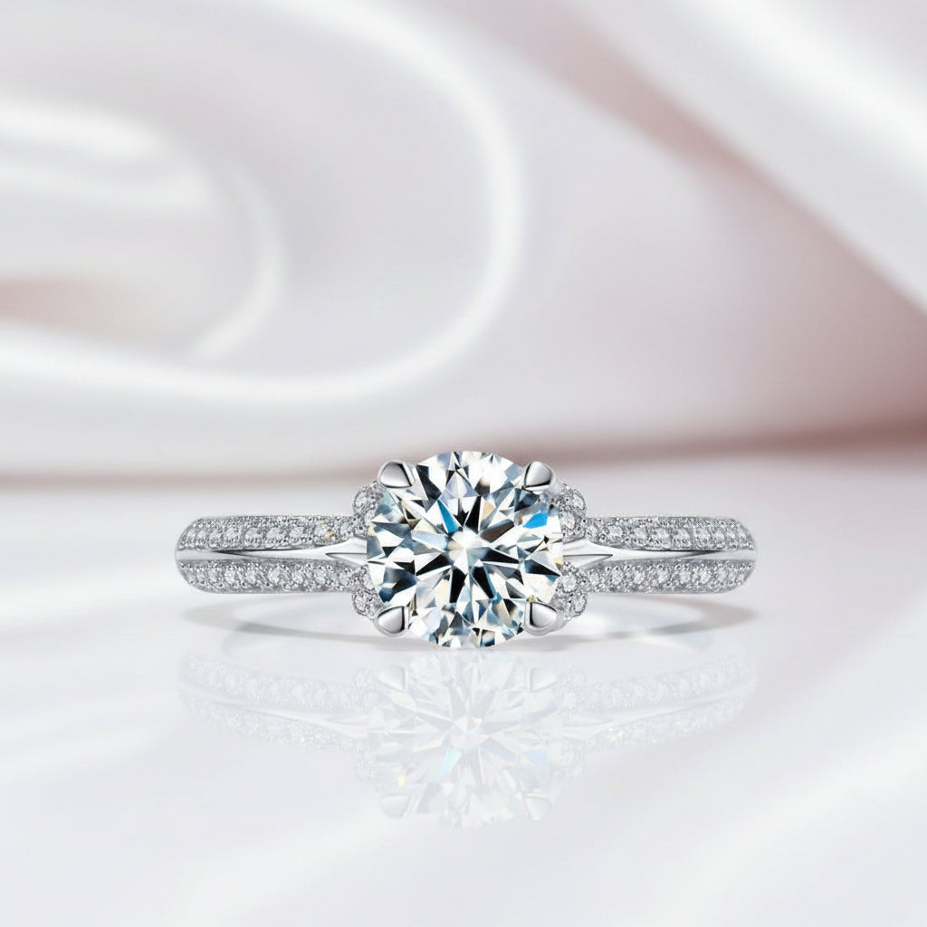6mm Round Cut Diamond Option Engagement Ring-Black Diamonds New York