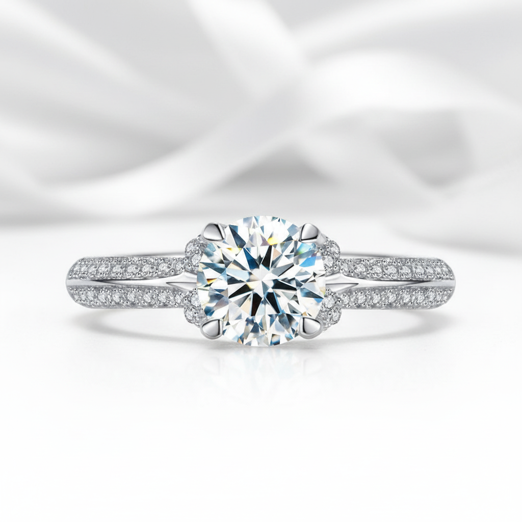 6mm Round Cut Diamond Option Engagement Ring-Black Diamonds New York