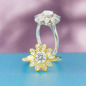 6mm Round Cut Diamond Flower Engagement Ring-Black Diamonds New York