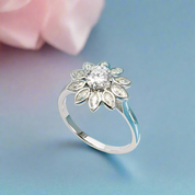 6mm Round Cut Diamond Flower Engagement Ring-Black Diamonds New York