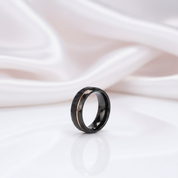 8mm Black Tungsten Rings with Thin Rose Gold Linev