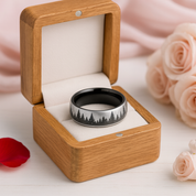 6mm Black Laser Forest Tree Pattern Tungsten Carbide Men's Ring-Black Diamonds New York