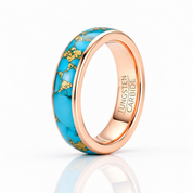 6mm Blue Turquoise Tungsten Carbide Ring-Black Diamonds New York
