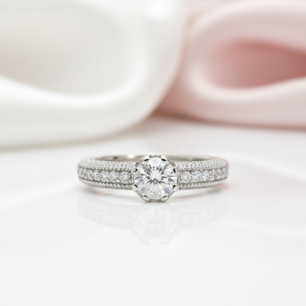 6mm Round Diamond Option Engagement Ring-Black Diamonds New York