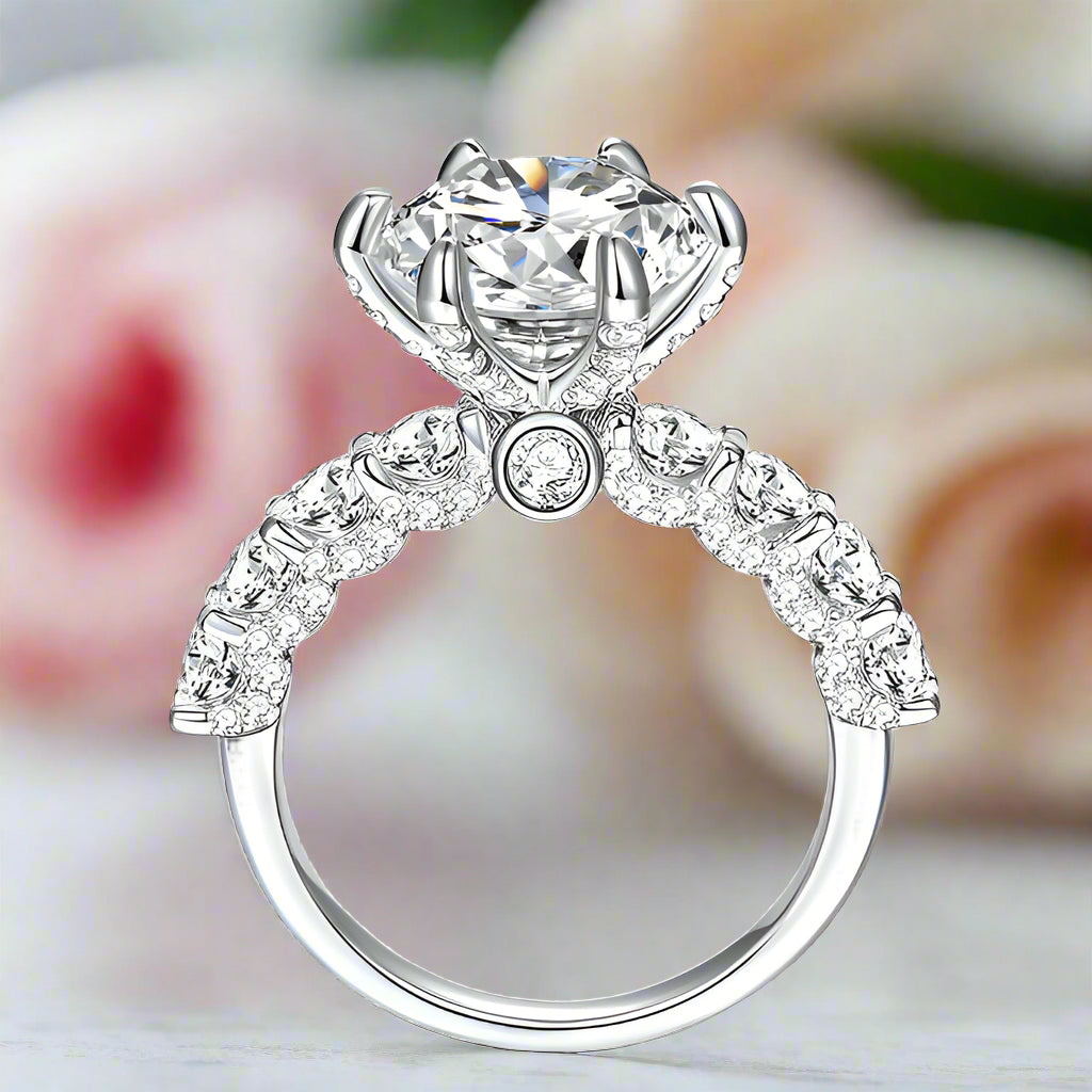 7.3 Ctw Round Diamond Engagement Ring-Black Diamonds New York