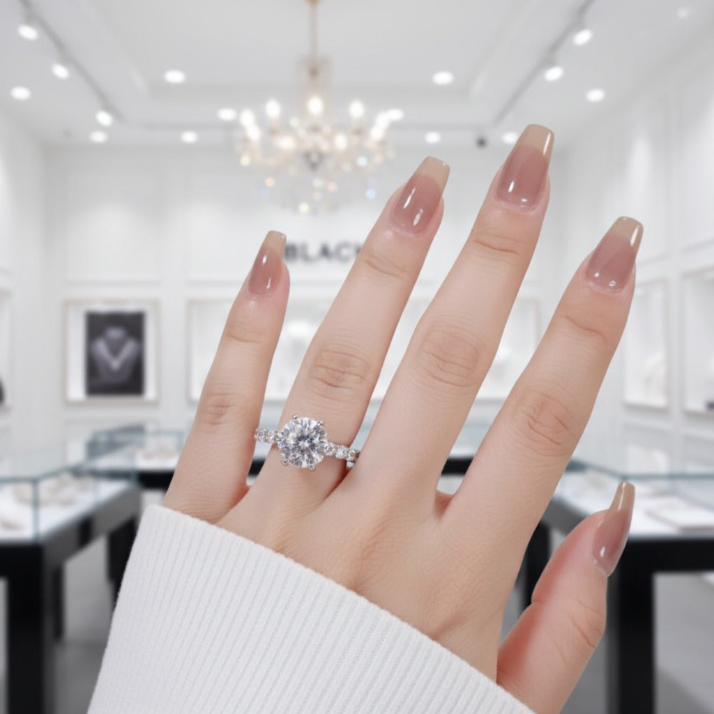 7.3 Ctw Round Diamond Engagement Ring-Black Diamonds New York