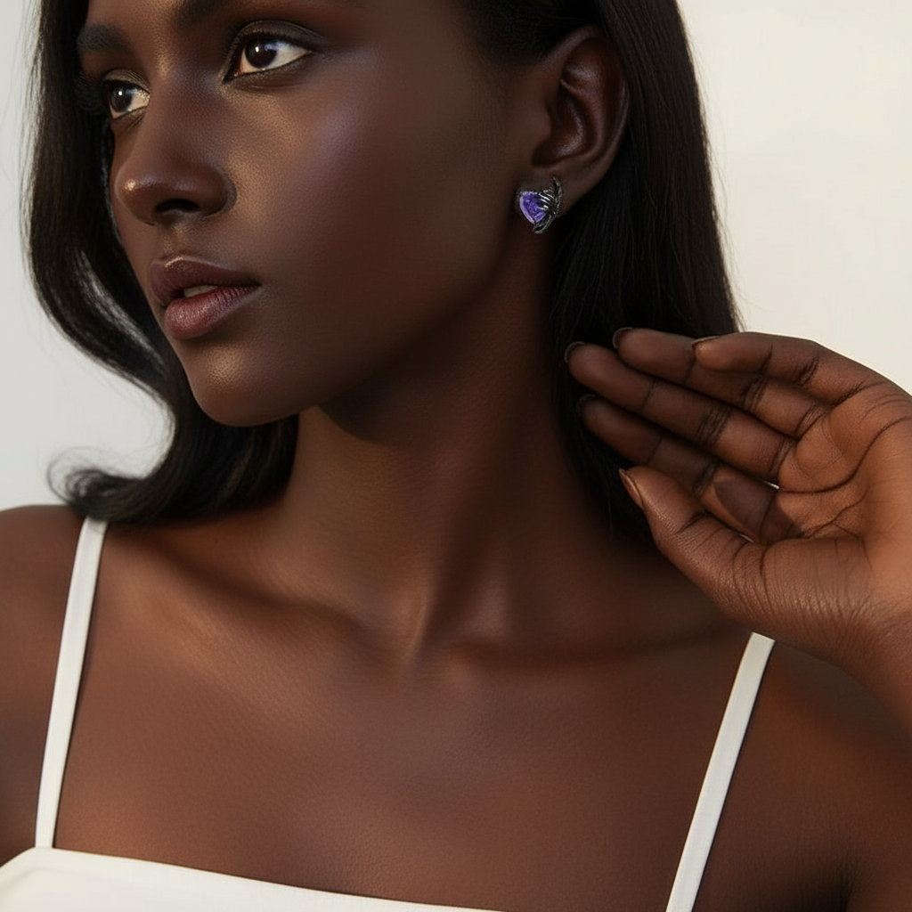 You’ve Got My Heart Forever Gothic Diamond Heart Earrings-Black Diamonds New York