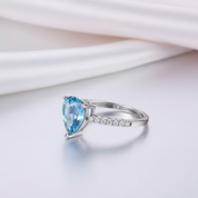 7.26ct Pear Cut Natural Swiss Blue Topaz Jewelry Set-Black Diamonds New York