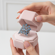 7.59Ct London Blue Topaz Birthstone Ring-Black Diamonds New York
