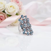 7.59Ct London Blue Topaz Birthstone Ring-Black Diamonds New York