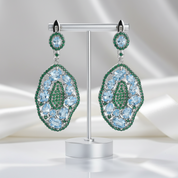 7.74Ct Sky Blue Topaz Hyperbole Earrings-Black Diamonds New York