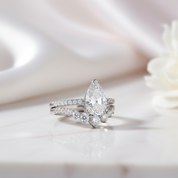 7*11mm Pear Cut Diamond Option Engagement Ring Set-Black Diamonds New York