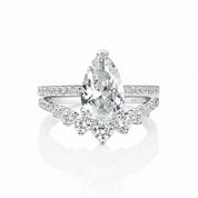 7*11mm Pear Cut Diamond Option Engagement Ring Set-Black Diamonds New York