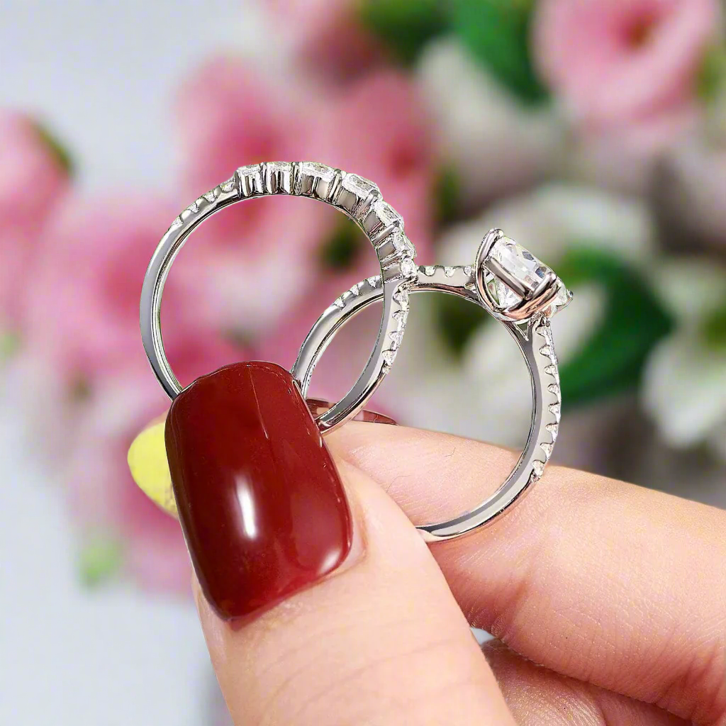 7*11mm Pear Cut Diamond Engagement Ring Set-Black Diamonds New York