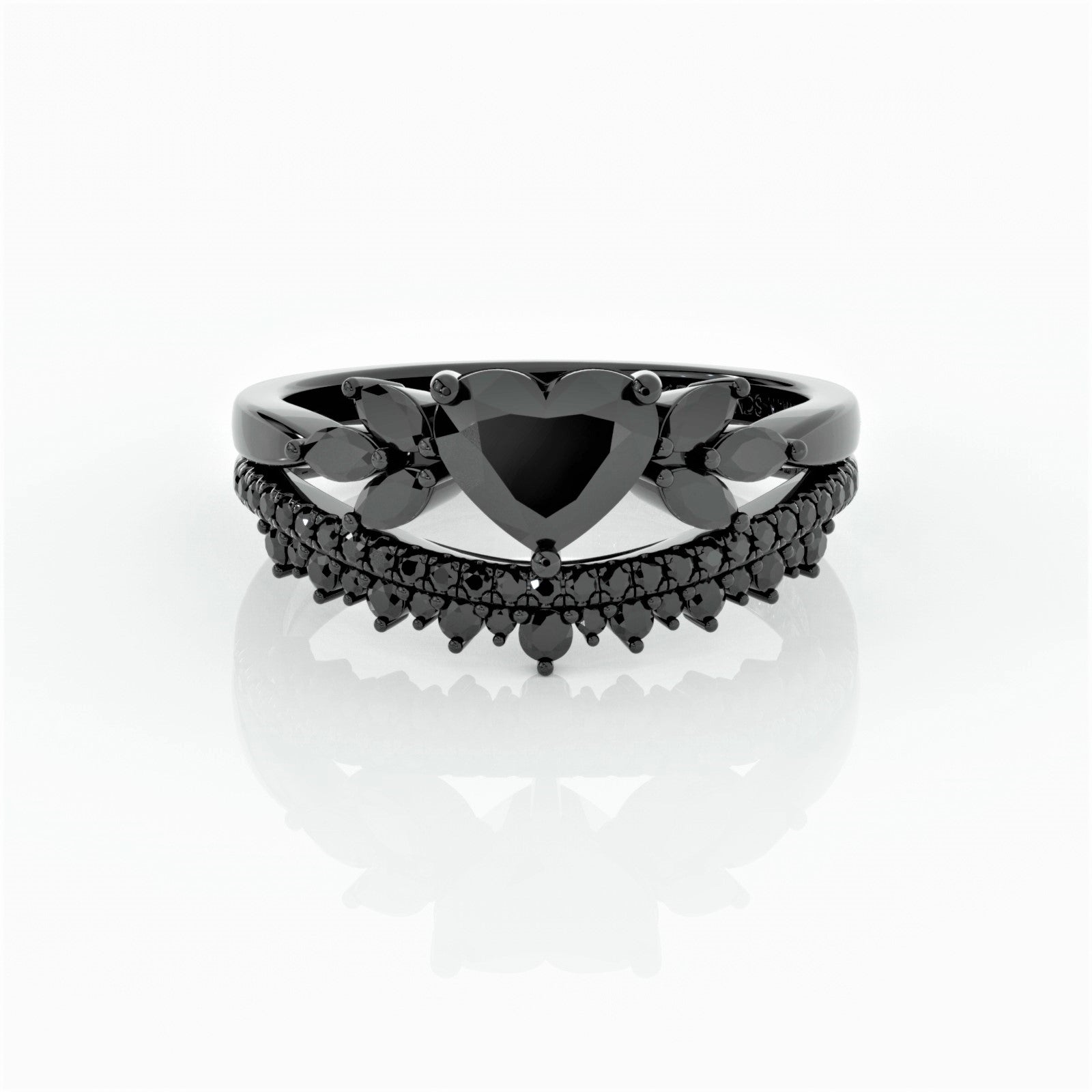 Forever In My Heart- 1.25ct Heart Cut Diamond Option Gothic Promise Ring-Black Diamonds New York