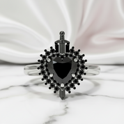 Against All Odds- Heart Shape Diamond Option Gothic Engagement Ring-Black Diamonds New York