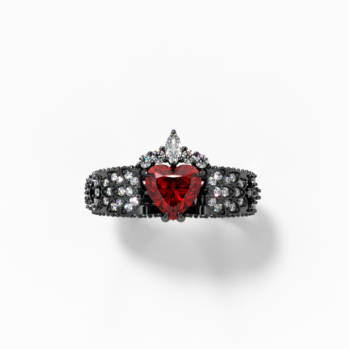 Infinity x Infinity Ring- Red Heart and Cross Diamond Option Gothic Ring-Black Diamonds New York