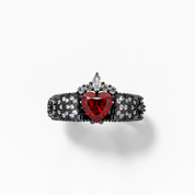Infinity x Infinity Ring- Red Heart and Cross Diamond Option Gothic Ring-Black Diamonds New York