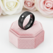 7mm Black Titanium Men's Wedding Band with Diamond-Black Diamonds New York