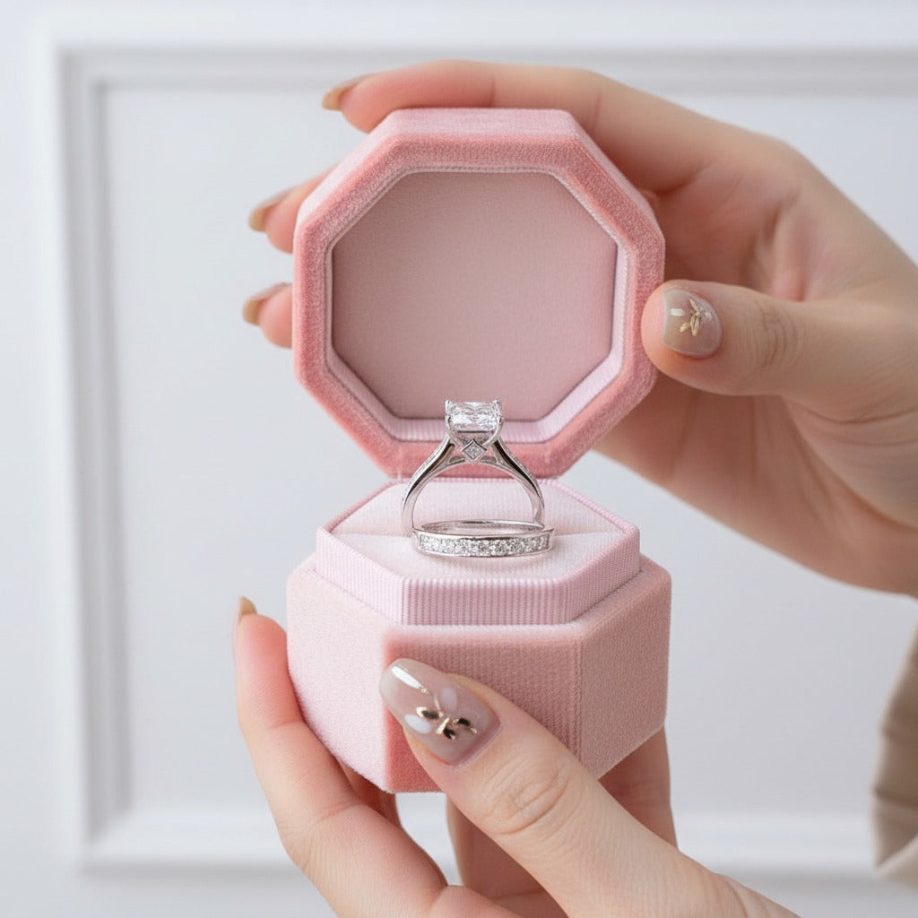 7mm Princess Cut Diamond Ring Set-Black Diamonds New York