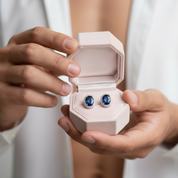 Oval Cut Blue Sapphire Stud Earrings-Black Diamonds New York