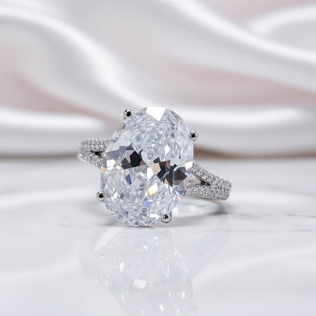 8.0 Ct Oval Cut Diamond Option White Gold Engagement Ring-Black Diamonds New York