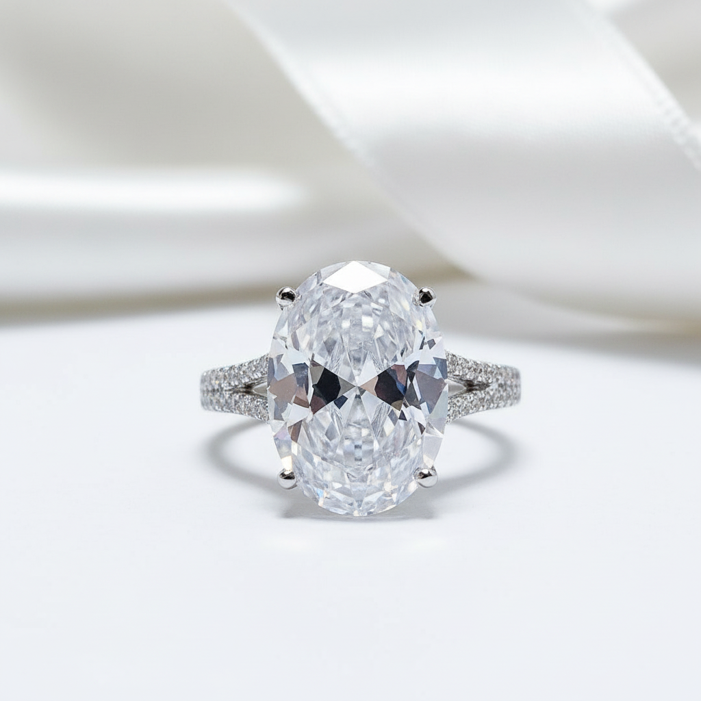 8.0 Ct Oval Cut Diamond Option White Gold Engagement Ring-Black Diamonds New York