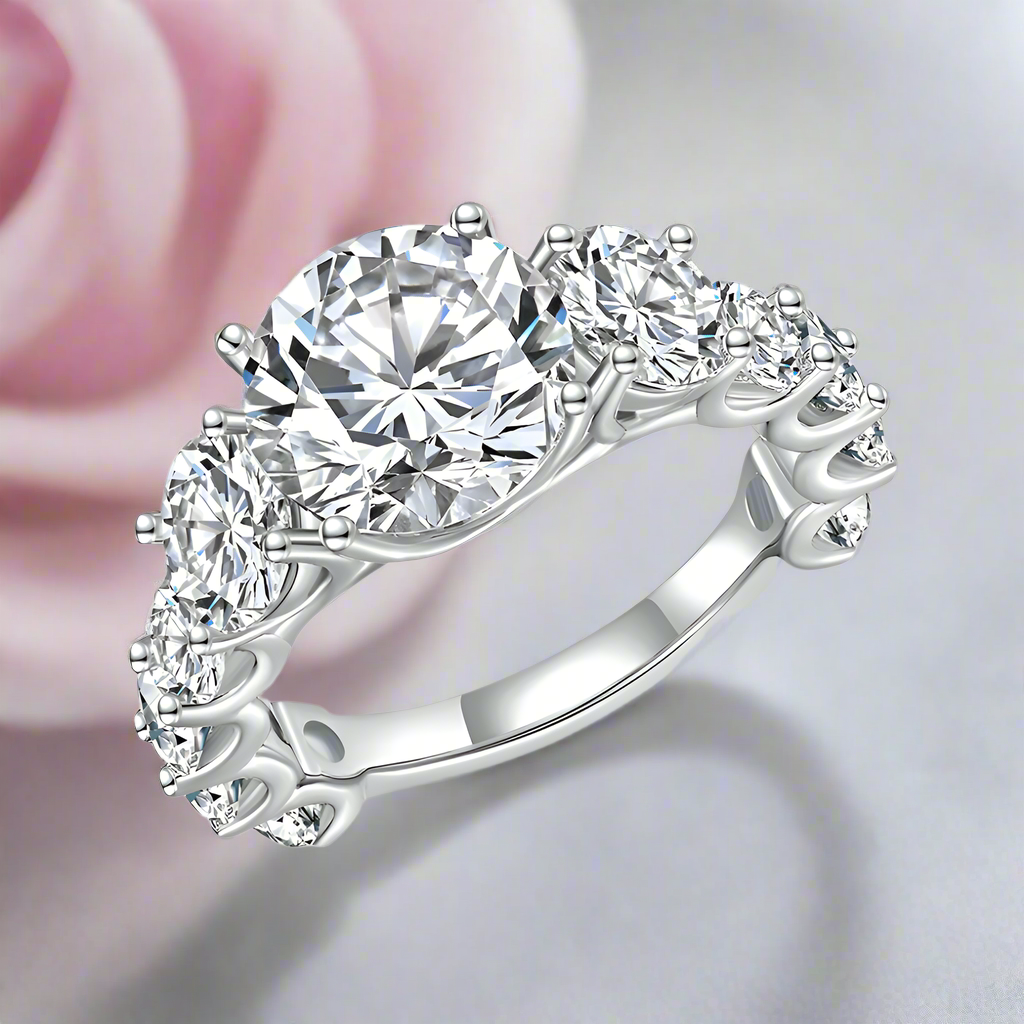 8.9 Ctw Round Diamond Engagement Ring Set-Black Diamonds New York