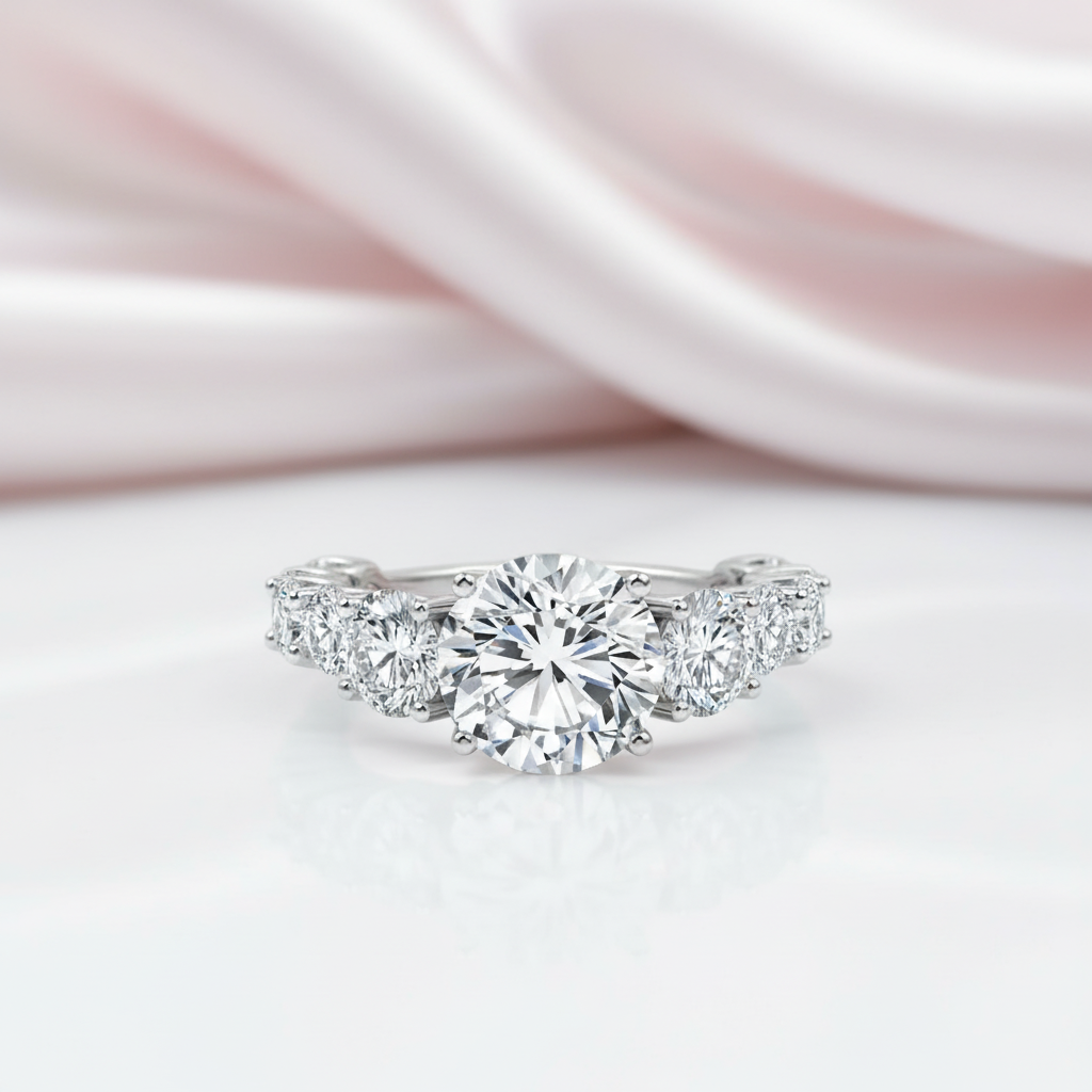 8.9 Ctw Round Diamond Option Engagement Ring Set-Black Diamonds New York