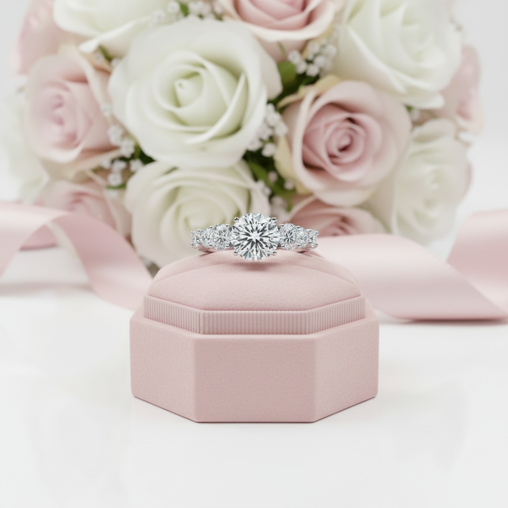 8.9 Ctw Round Diamond Option Engagement Ring Set-Black Diamonds New York