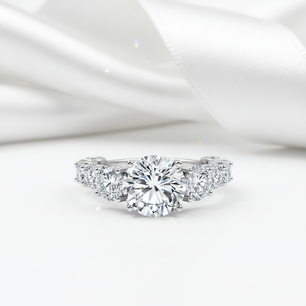 8.9 Ctw Round Diamond Option Engagement Ring Set-Black Diamonds New York