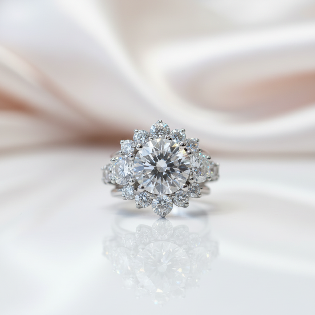 8.9 Ctw Round Diamond Option Engagement Ring Set-Black Diamonds New York