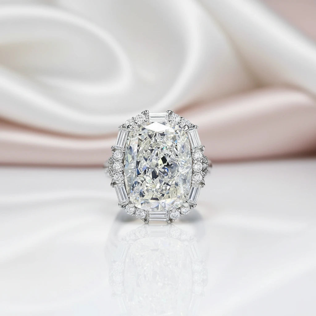 8.0 Ct Cushion Cut Diamond Option Engagement Ring-Black Diamonds New York