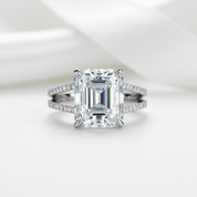 8.0 Ct Emerald Cut Diamond Option Split Shank Engagement Ring-Black Diamonds New York