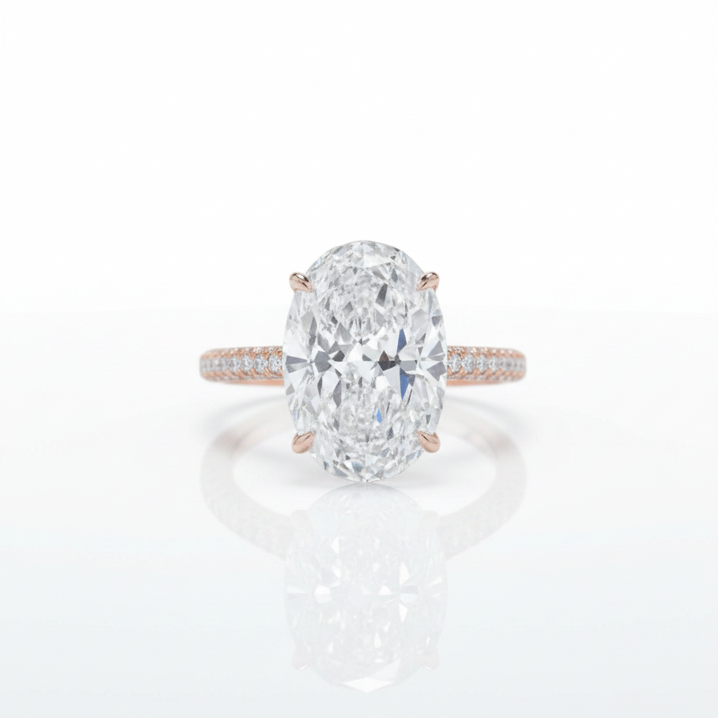 8.0 ct Oval Cut Diamond Option Hidden Halo Engagement Ring-Black Diamonds New York