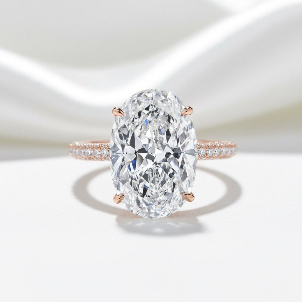 8.0 ct Oval Cut Diamond Option Hidden Halo Engagement Ring-Black Diamonds New York