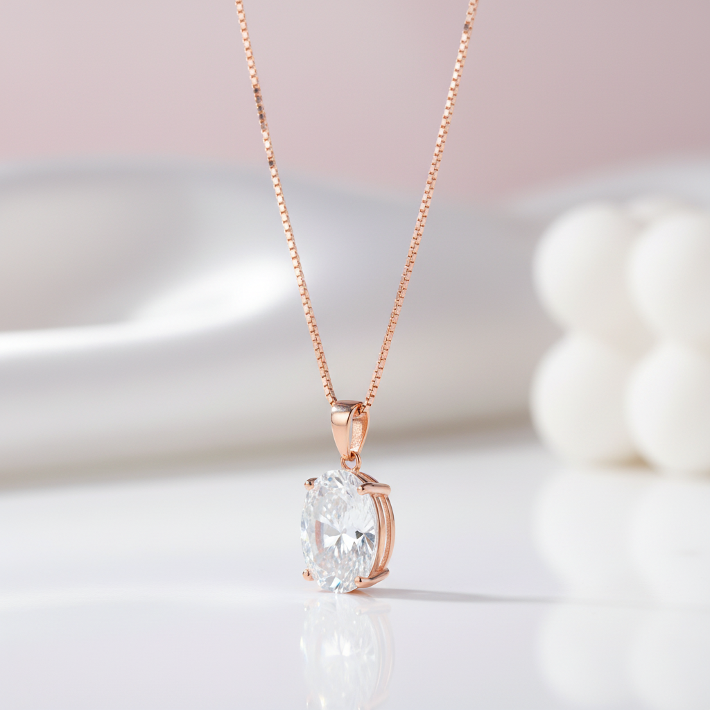 8.00ct Oval Cut Diamond Option Solitaire Pendant Necklace-Black Diamonds New York