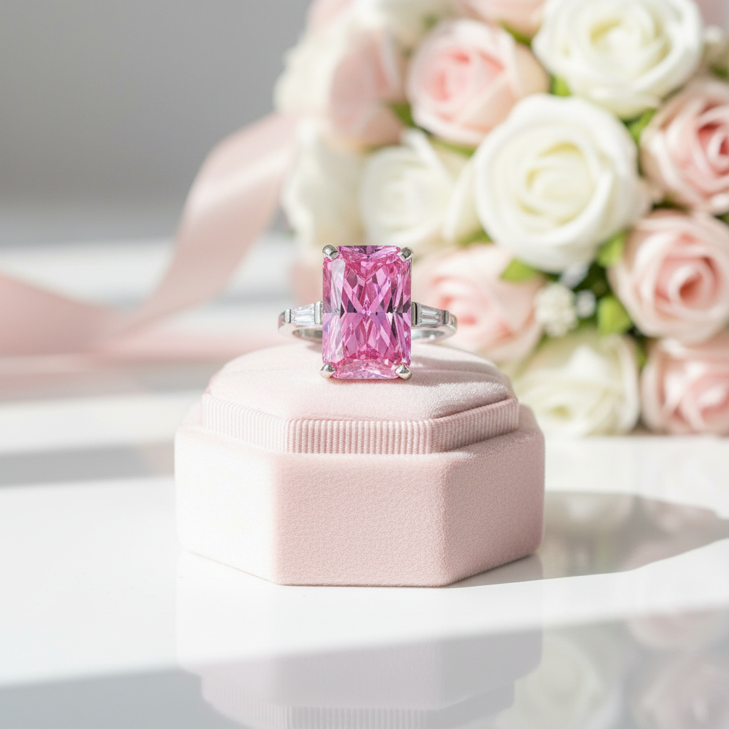 8.5 Ct Radiant-Cut Pink Diamond Option Stone Ring-Black Diamonds New York