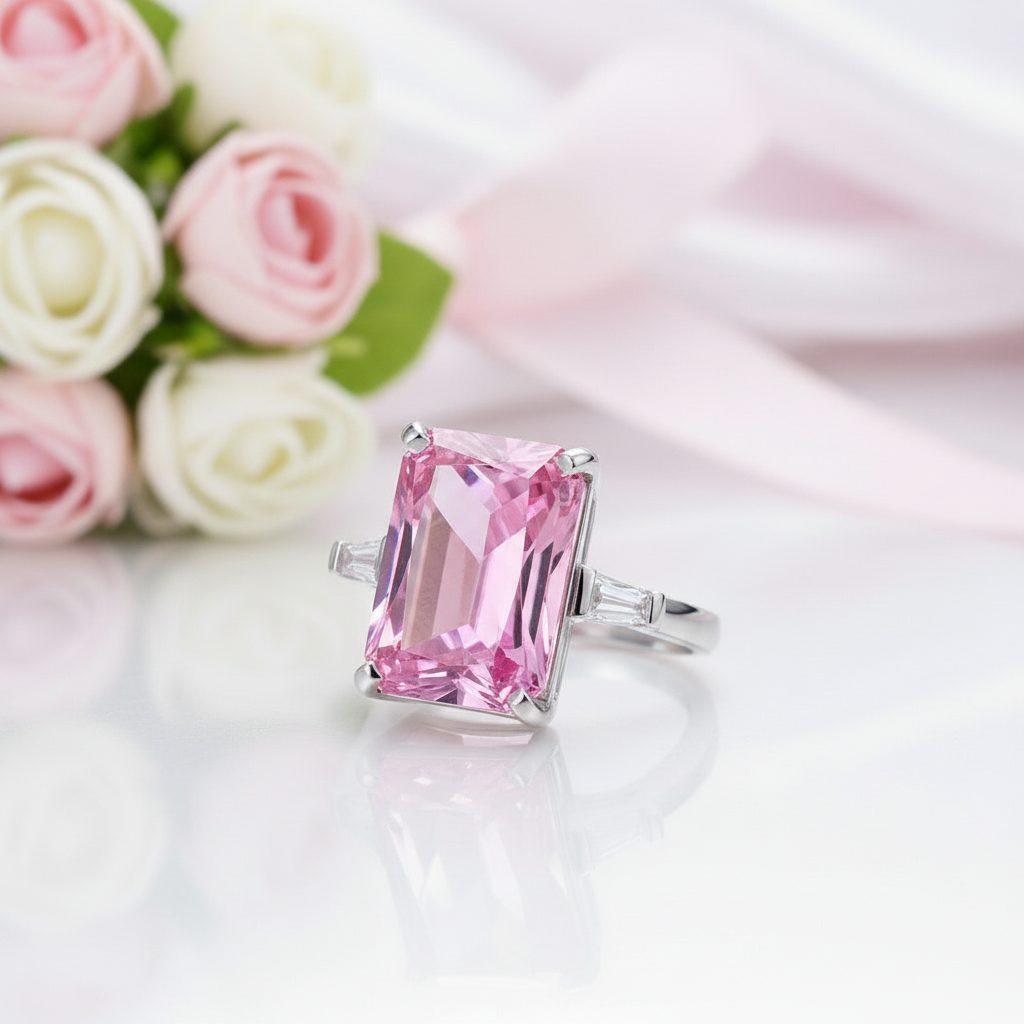 8.5 Ct Radiant-Cut Pink Diamond Option Stone Ring-Black Diamonds New York