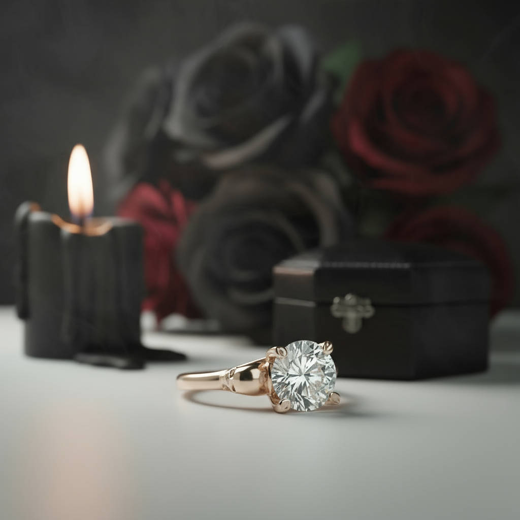 Micro-inlaid Diamond Rose Gold Skull Ring-Black Diamonds New York