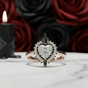 Against All Odds- Heart Shape Diamond Gothic Engagement Ring-Black Diamonds New York