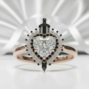 Against All Odds- Heart Shape Diamond Option Gothic Engagement Ring-Black Diamonds New York