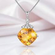 8.0 Ct Cushion Cut Citrine Necklace-Black Diamonds New York
