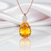 8.0 Ct Teardrop Citrine Bead Vintage Necklace-Black Diamonds New York