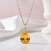 8.0 Ct Teardrop Citrine Bead Vintage Necklace-Black Diamonds New York