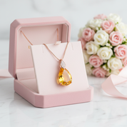 8.0 Ct Teardrop Citrine Bead Vintage Necklace-Black Diamonds New York