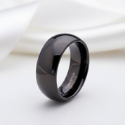 8mm Black Dome Polish Men's Tungsten Carbide Wedding Ring-Black Diamonds New York