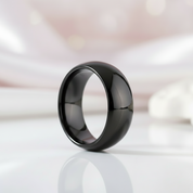 8mm Black Dome Polish Men's Tungsten Carbide Wedding Ring-Black Diamonds New York