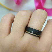 8mm Black Rose Gold Plated Faceted Tungsten Carbide-Black Diamonds New York